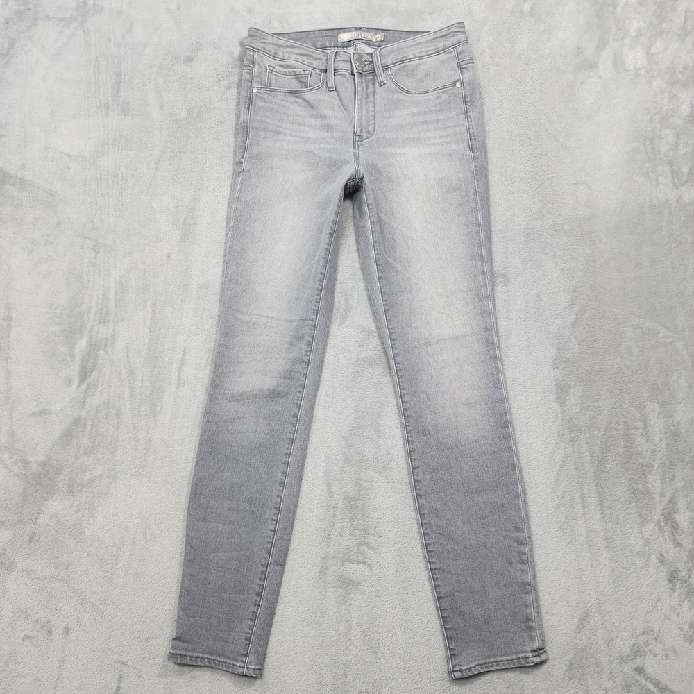 Athleta Jeans Womens 6 Gray Mid Rise Skinny Light Wash Stretch Denim Casual